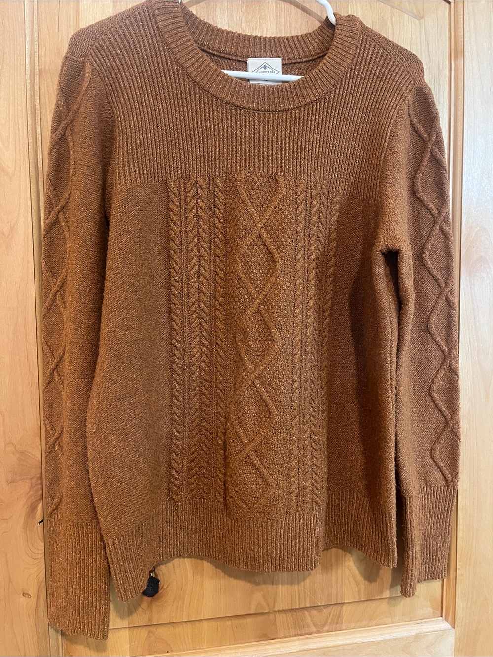 St. John's Bay Women's Crewneck Cable Knit Sweater - Brown